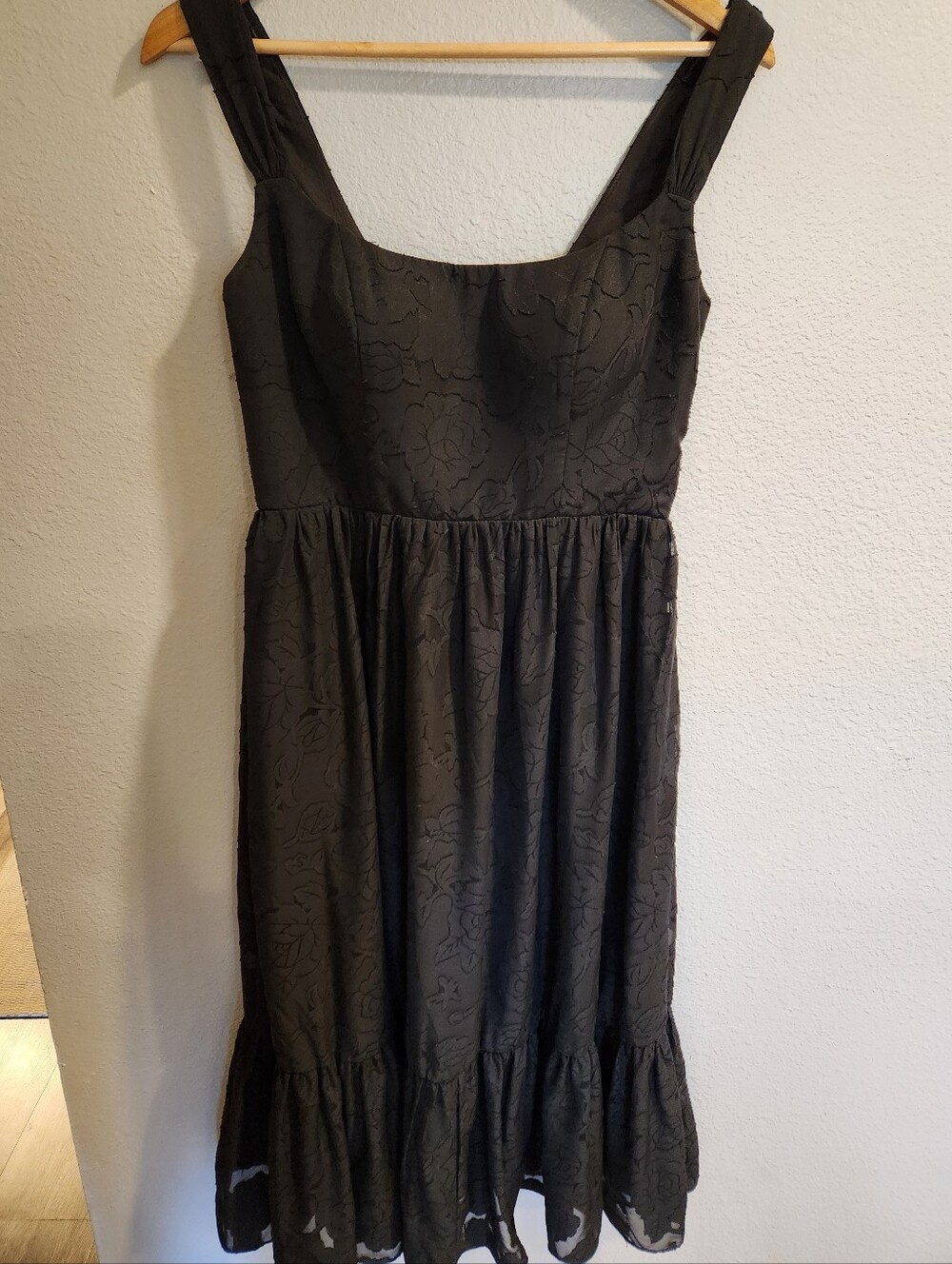 A-line Floral Midi Dress Square Neck Wedding Guest Summer Date Night Pockets - Picture 5 of 9